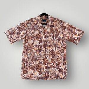 Hobie Men's Hawaiian Shirt Medium Tropical Aloha 100% Cotton Floral Short Sleeve